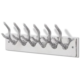 Aluminum hanger with hooks for clothes, coats (Silver) by , Hat and coat racks - Ref: Foro24-242339, Price: 35,11 €, Discount: %