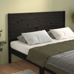 Solid black pine wood bed headboard 141x4x100 cm by , Headboards and footboards - Ref: Foro24-819019, Price: 89,99 €, Discoun...