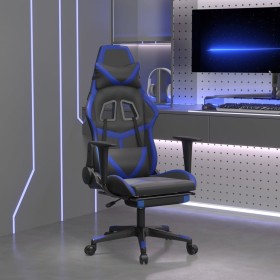 Gaming-Stuhl mit Fußstütze aus schwarzem, blauem Kunstleder von , Gaming-Stühle - Ref: Foro24-3143676, Preis: 145,79 €, Rabat...