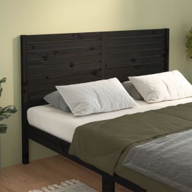 Solid black pine wood bed headboard 186x4x100 cm by , Headboards and footboards - Ref: Foro24-819039, Price: 102,99 €, Discou...