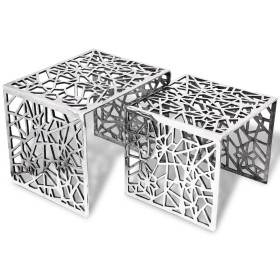 Silver aluminum square side table 2 units by , Side tables - Ref: Foro24-243508, Price: 215,27 €, Discount: %