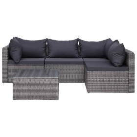 Set de muebles de jardín y cojines 5 pzas. ratán sintético gris de vidaXL, Conjuntos de jardín - Ref: Foro24-44160, Precio: 4...