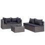 Set de muebles de jardín y cojines 5 pzas. ratán sintético gris de vidaXL, Conjuntos de jardín - Ref: Foro24-44160, Precio: 4...