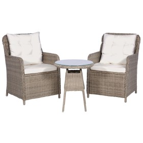 Garden table and chairs 3 pieces and brown synthetic rattan cushions by vidaXL, Garden sets - Ref: Foro24-44150, Price: 307,9...