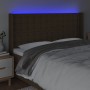 Kopfteil mit LED aus dunkelbraunem Stoff 183x16x118/128 cm von , Kopf- und Fußteile - Ref: Foro24-3124499, Preis: 126,61 €, R...