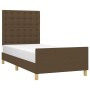 Dark brown fabric bed frame with headboard 90x200 cm by , Beds and slatted bases - Ref: Foro24-3125352, Price: 138,55 €, Disc...