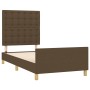 Dark brown fabric bed frame with headboard 90x200 cm by , Beds and slatted bases - Ref: Foro24-3125352, Price: 138,55 €, Disc...