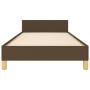 Dark brown fabric bed frame with headboard 90x200 cm by , Beds and slatted bases - Ref: Foro24-3125352, Price: 138,55 €, Disc...