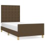 Bed frame with headboard in dark brown fabric 90x190 cm by , Beds and slatted bases - Ref: Foro24-3125344, Price: 137,12 €, D...