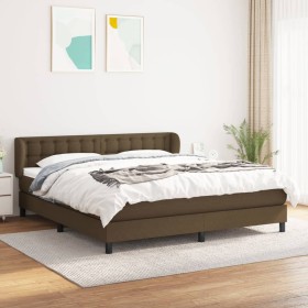 Cama box spring con colchón tela marrón oscuro 180x200 cm de , Camas y somieres - Ref: Foro24-3126584, Precio: 547,99 €, Desc...