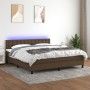 Box spring bed mattress LED lights dark brown fabric 180x200cm by , Beds and slatted bases - Ref: Foro24-3133496, Price: 529,...