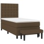 Cama box spring con colchón tela marrón oscuro 90x200 cm de , Camas y somieres - Ref: Foro24-3136888, Precio: 395,48 €, Descu...