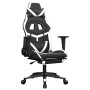 Silla gaming con reposapiés cuero sintético negro blanco de , Sillones para videojuegos - Ref: Foro24-3143681, Precio: 123,99...