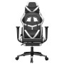 Silla gaming con reposapiés cuero sintético negro blanco de , Sillones para videojuegos - Ref: Foro24-3143681, Precio: 123,99...