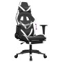 Silla gaming con reposapiés cuero sintético negro blanco de , Sillones para videojuegos - Ref: Foro24-3143681, Precio: 123,99...