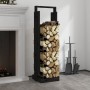 Firewood holder solid black pine wood 33.5x30x110 cm by , Firewood bags and holders - Ref: Foro24-822625, Price: 66,60 €, Dis...