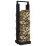 Firewood holder solid black pine wood 33.5x30x110 cm by , Firewood bags and holders - Ref: Foro24-822625, Price: 66,60 €, Dis...