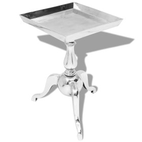 Mesita auxiliar cuadrada aluminio plateada de , Mesas auxiliares - Ref: Foro24-243511, Precio: 110,99 €, Descuento: %