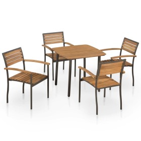 Garden dining set 5 pieces solid acacia wood and steel by vidaXL, Garden sets - Ref: Foro24-44230, Price: 285,99 €, Discount: %