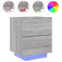 Bedside tables LED lights 2 pcs Sonoma gray engineered wood by , Nightstands - Ref: Foro24-836746, Price: 118,68 €, Discount: %