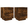 Bedside table LED lights 2 pcs engineered wood smoked oak by , Nightstands - Ref: Foro24-836744, Price: 106,84 €, Discount: %