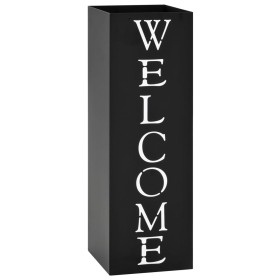 Paragúero diseno Welcome acero negro de vidaXL, Paragüeros - Ref: Foro24-246796, Precio: 34,07 €, Descuento: %