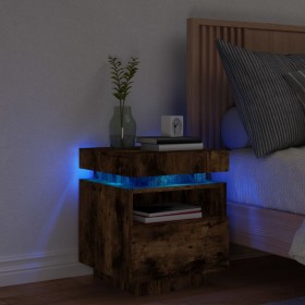 Nightstand with LED lights smoked oak 40x39x48.5 cm by , Nightstands - Ref: Foro24-836792, Price: 69,91 €, Discount: %