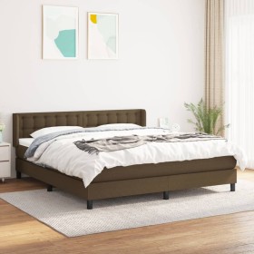 Cama box spring con colchón tela marrón oscuro 180x200 cm de , Camas y somieres - Ref: Foro24-3130052, Precio: 544,99 €, Desc...