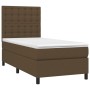 Boxspringbett-Matratze und LED-Leuchten aus dunkelbraunem Stoff, 90 x 200 cm von , Betten und Lattenroste - Ref: Foro24-31351...