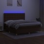 Box spring bed mattress LED lights dark brown fabric 180x200cm by , Beds and slatted bases - Ref: Foro24-3135776, Price: 610,...