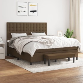 Cama box spring con colchón tela marrón oscuro 180x200 cm de , Camas y somieres - Ref: Foro24-3136936, Precio: 652,99 €, Desc...