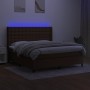 Box spring bed mattress LED lights dark brown fabric 180x200cm by , Beds and slatted bases - Ref: Foro24-3138656, Price: 634,...