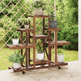 Flower stand with wheels solid fir wood 110x25x101 cm by , Pot stands - Ref: Foro24-362851, Price: 59,56 €, Discount: %