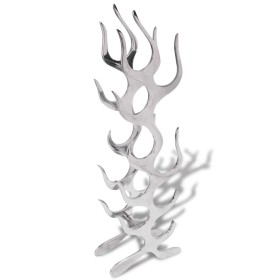 Silver aluminum flame-shaped wine rack for 9 bottles by , Wine racks - Ref: Foro24-243502, Price: 129,29 €, Discount: %