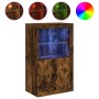 Sideboard mit LED-Leuchten aus geräuchertem Eichenholzwerkstoff von , Schließfächer und Lagerschränke - Ref: Foro24-836627, P...