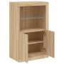 Sideboard with LED lights Sonoma oak engineered wood by , Lockers and storage cabinets - Ref: Foro24-836625, Price: 90,76 €, ...