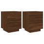 Bedside tables LED lights 2 pcs engineered wood brown oak by , Nightstands - Ref: Foro24-836748, Price: 118,11 €, Discount: %