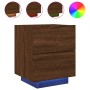 Bedside tables LED lights 2 pcs engineered wood brown oak by , Nightstands - Ref: Foro24-836748, Price: 118,11 €, Discount: %