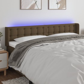 Dark brown fabric headboard with LED 183x16x78/88 cm by , Headboards and footboards - Ref: Foro24-3123687, Price: 84,99 €, Di...