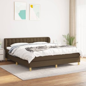 Cama box spring con colchón tela marrón oscuro 180x200 cm de , Camas y somieres - Ref: Foro24-3127144, Precio: 542,39 €, Desc...