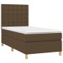 Boxspringbett-Matratze und LED-Leuchten aus dunkelbraunem Stoff, 90 x 200 cm von , Betten und Lattenroste - Ref: Foro24-31357...