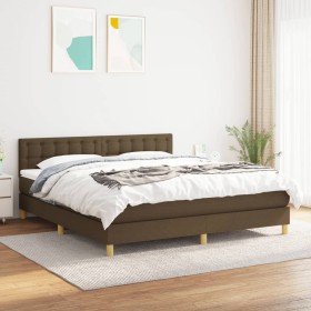 Cama box spring con colchón tela marrón oscuro 180x200 cm de , Camas y somieres - Ref: Foro24-3140956, Precio: 528,23 €, Desc...