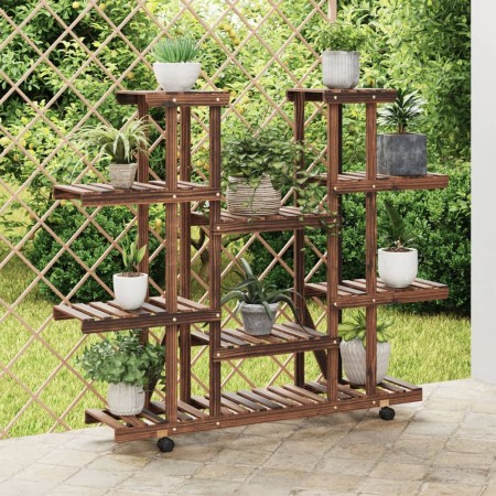 Flower stand with wheels solid fir wood 110x25x115 cm by , Pot stands - Ref: Foro24-362859, Price: 75,55 €, Discount: %