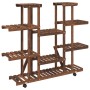 Flower stand with wheels solid fir wood 110x25x115 cm by , Pot stands - Ref: Foro24-362859, Price: 75,55 €, Discount: %