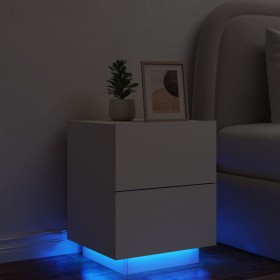 Bedside table with LED lights white engineered wood by , Nightstands - Ref: Foro24-836735, Price: 73,33 €, Discount: %