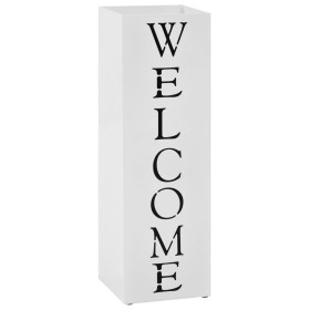 Paragüero diseño Welcome acero blanco de vidaXL, Paragüeros - Ref: Foro24-246797, Precio: 28,94 €, Descuento: %