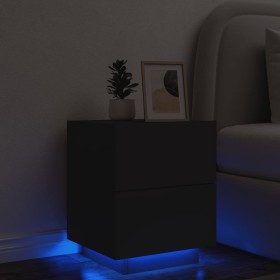 Nightstand with LED lights black engineered wood by , Nightstands - Ref: Foro24-836737, Price: 72,99 €, Discount: %