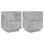 Bedside table LED lights 2 pcs engineered wood gray concrete by , Nightstands - Ref: Foro24-836742, Price: 108,97 €, Discount: %