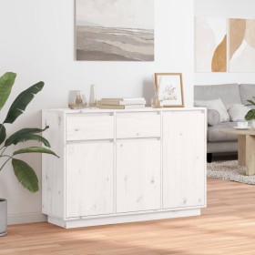 Sideboard aus massivem weißem Kiefernholz, 110 x 34 x 75 cm von , Sideboards - Ref: Foro24-840410, Preis: 189,99 €, Rabatt: %