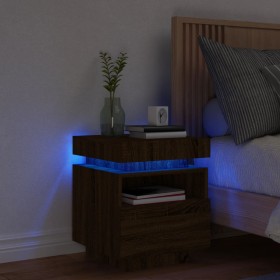 Bedside table with LED lights oak brown 40x39x48.5 cm by , Nightstands - Ref: Foro24-836796, Price: 79,99 €, Discount: %